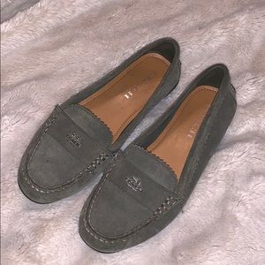 Green suede coach loafer size 7